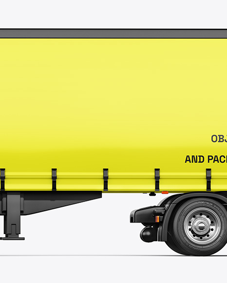 Semi Trailer Truck Mockup - Side View