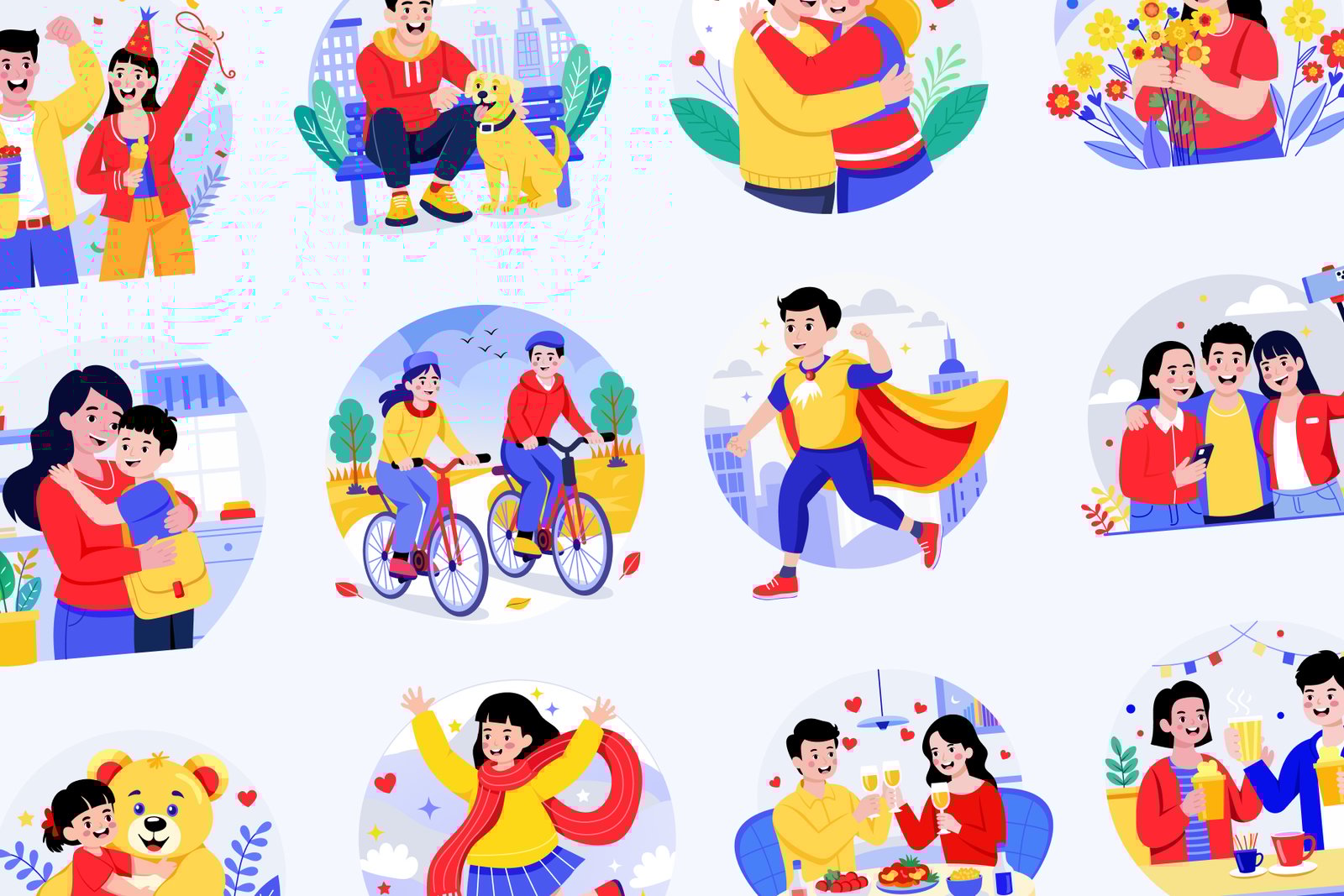 Happy People Illustration Art Set