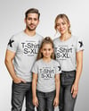 Family with a Girl Wearing T-shirts and Jeans Mockup