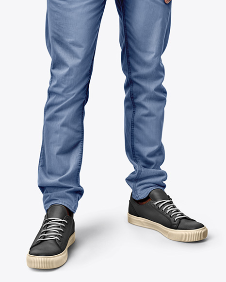 Man Wearing Polo Shirt and Jeans Mockup