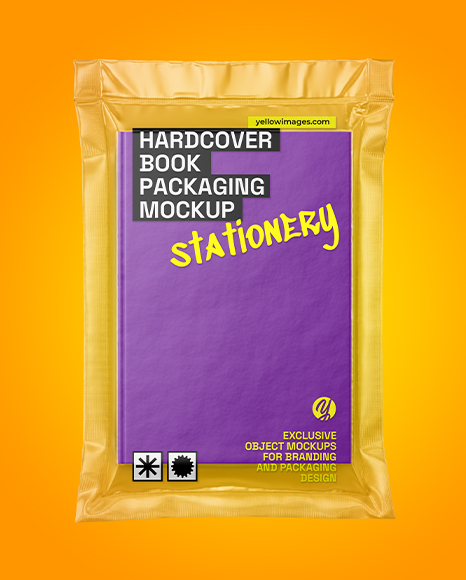 Vacuum Flow-Pack with Hardcover Book Mockup