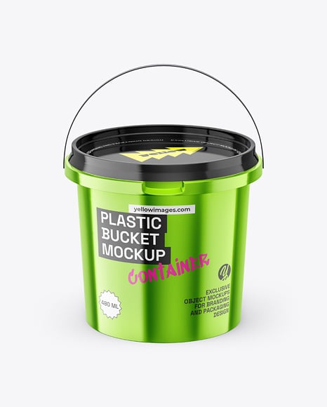 Metallized Plastic Bucket Mockup - Bucket mockup
