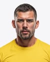Male UFC Fighter Wearing Tight-Fit T-Shirt and Shorts Mockup