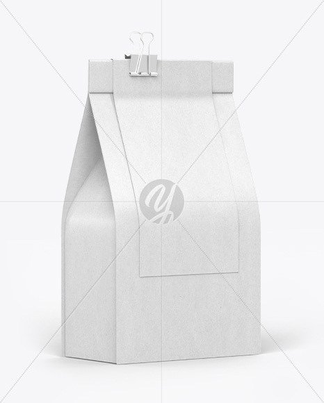 Kraft Coffee Bag with Clip Mockup – Half Side View