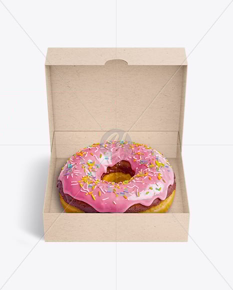 Opened Kraft Box w/ Donut Mockup