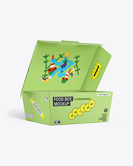 Opened Paper Food Box Mockup - Opened+Box+Mockup+In+Box+Mockups+On+Yellow+Images+Object+Mockups