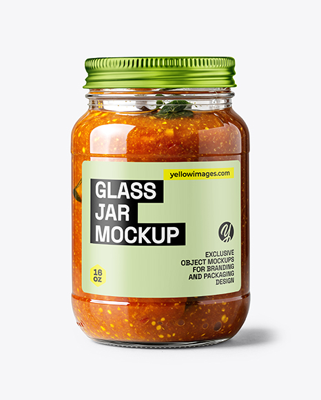 Glass Jar with Tomato Chutney Mockup
