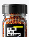 Square Glass Jar with Chili Pepper Flakes Mockup
