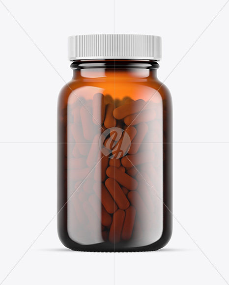 Amber Glass Pills Jar Mockup