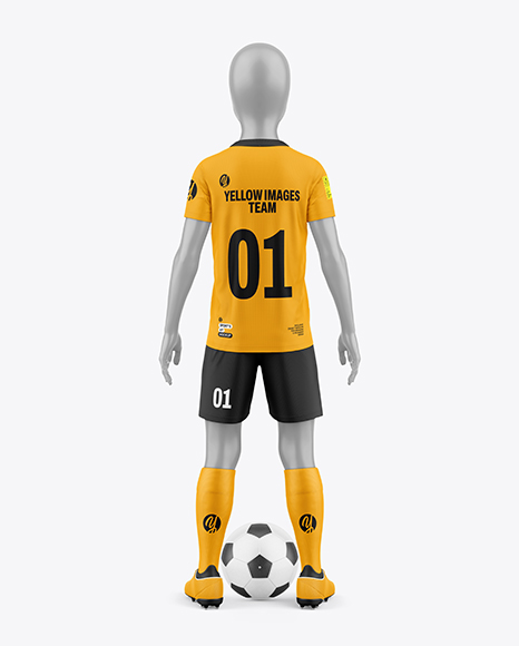 Kids Soccer Kit w Mannequin Mockup - Back view - Crew neck mockup