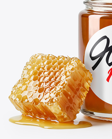 Glass Jar with Eucalyptus Honey Mockup