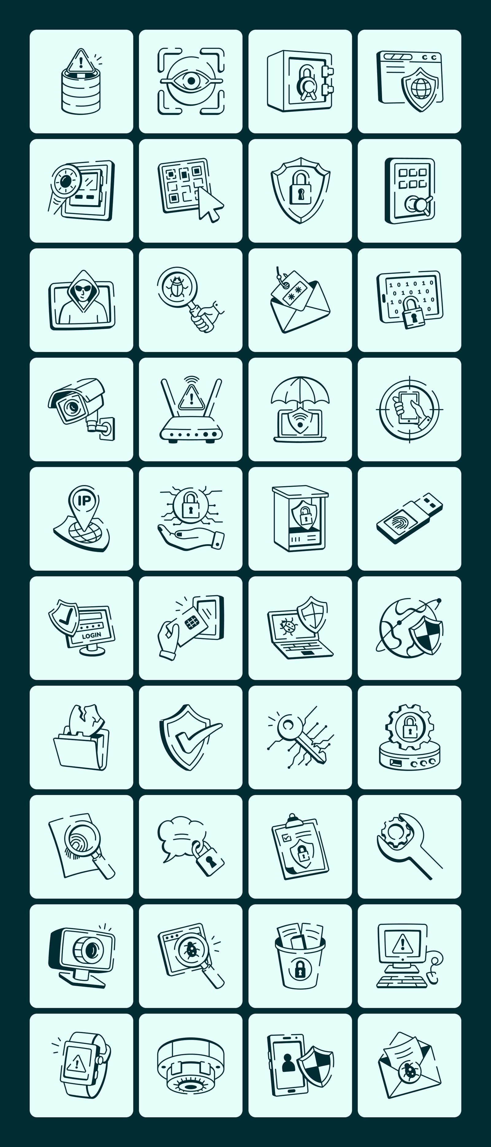 Cyber Security Doodle Icon Set