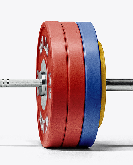 Man Wearing Weightlifing Suit with Barbell Mockup