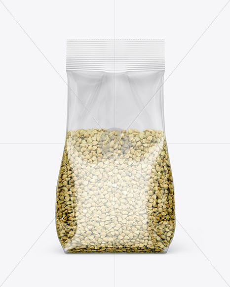 Transparent Package with Green Buckwheat Mockup