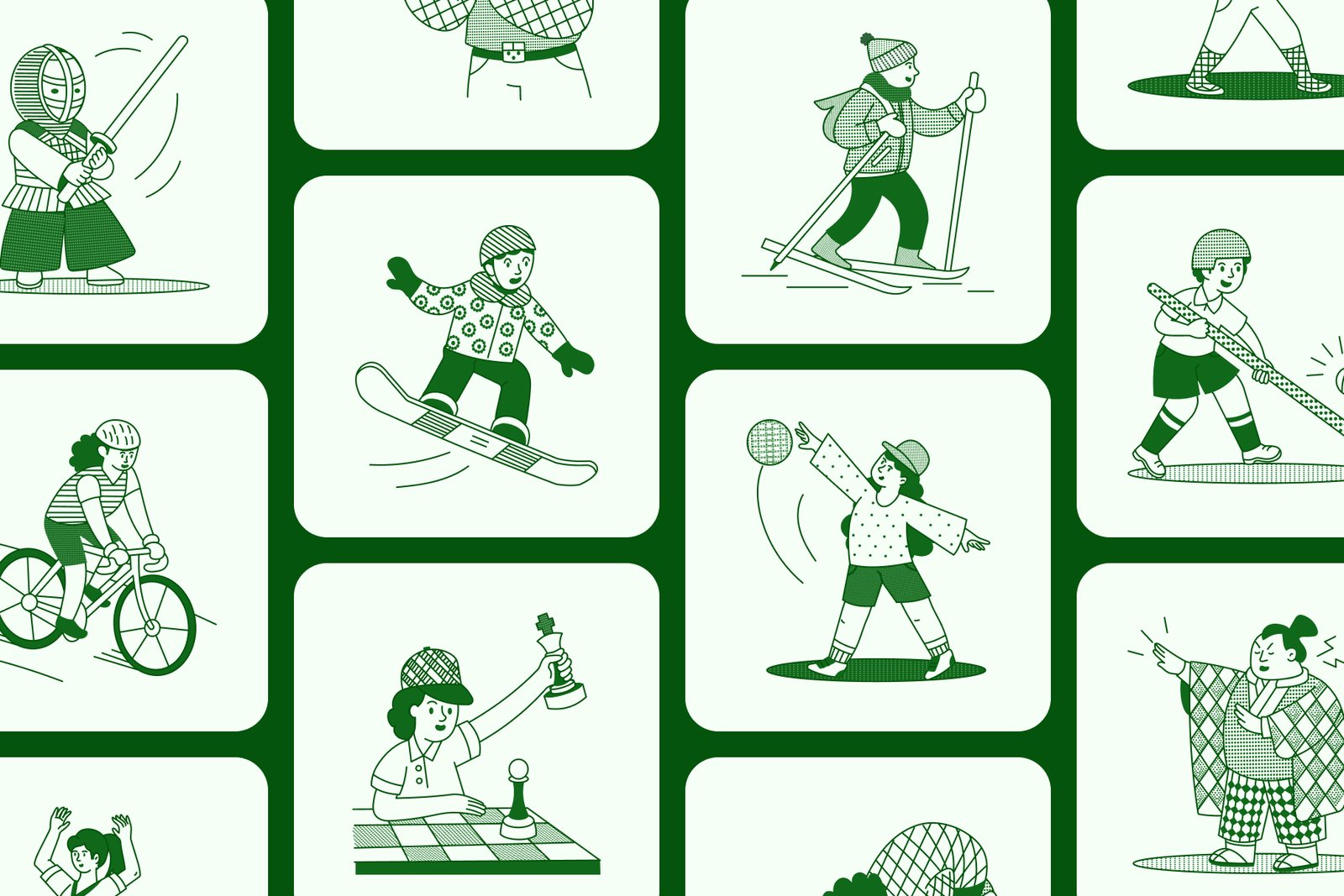 Sports Illustration Art Set