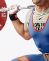 Man Wearing Weightlifting Suit with Barbell Mockup