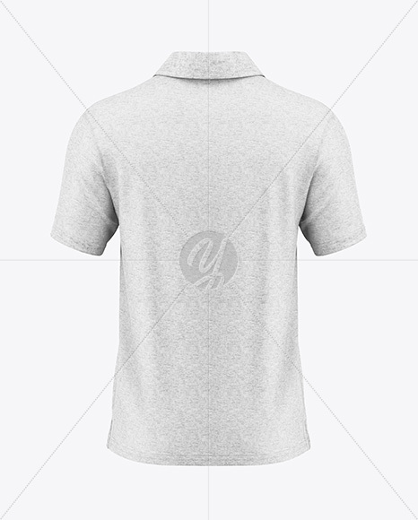 Men's Heather Polo Shirt Mockup - Back View