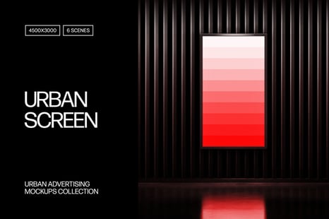 Glowing Screen Mockups Set - Indoor Advertising Mockups