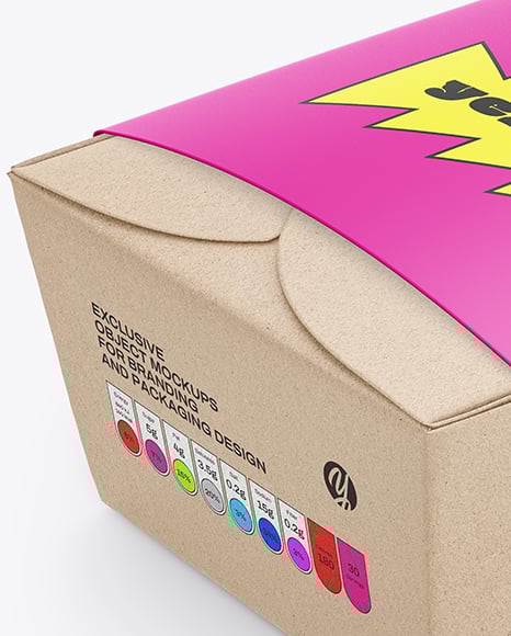 Kraft Paper Food Box in Paper Sleeve Mockup