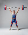 Man Wearing Weightlifing Suit with Barbell Mockup