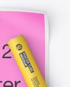 Poster with Kraft Paper Tube Mockup