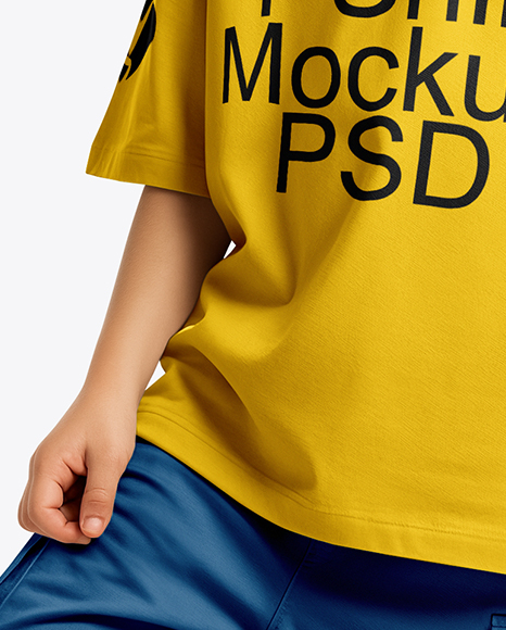 Boy Wearing T-Shirt and Cargo Shorts with Skateboard Mockup