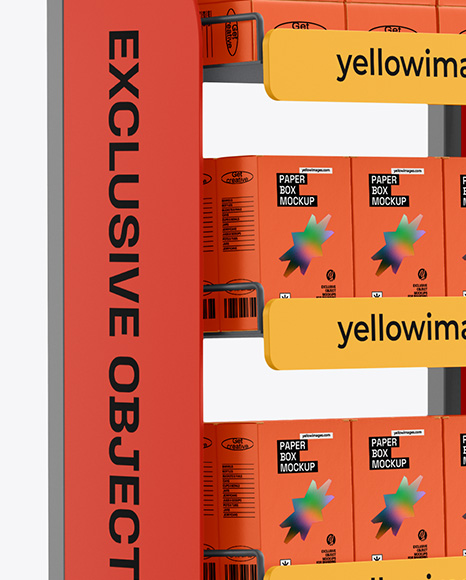 Display Stand with Boxes Mockup