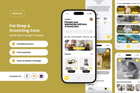 Pawte – Pet Grooming App Design Template
