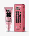 Glossy Cosmetic Tube with Box Mockup