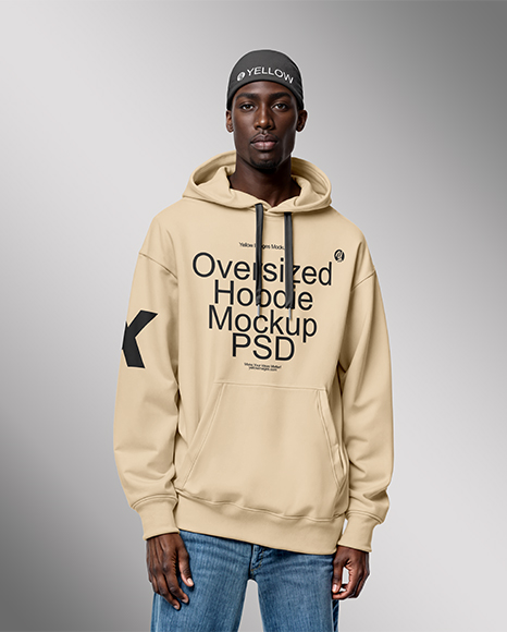 Black Man Wearing Hoodie and Bandana Mockup