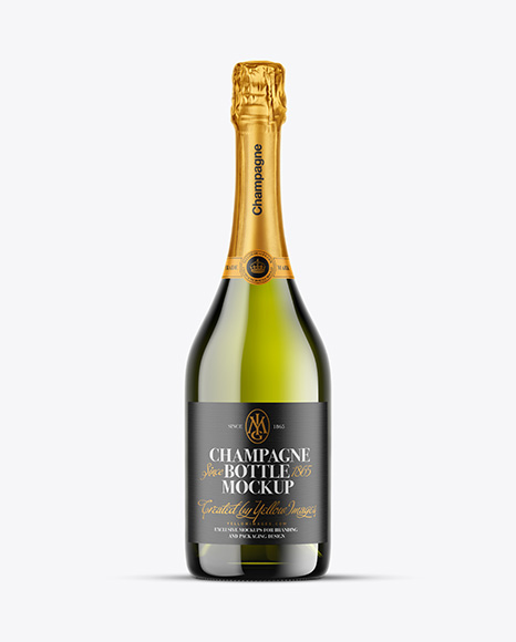 Green Glass Champagne Bottle Mockup