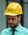 Man Wearing a Hard Hat Mockup