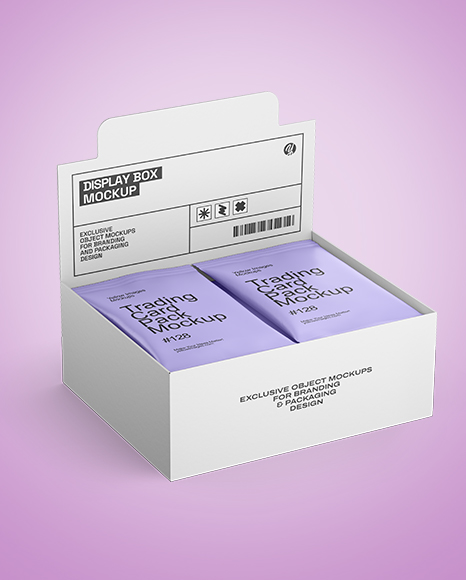 Box with Matte Trading Card Packs Mockup