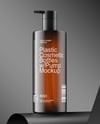 Amber Cosmetic Bottles with Pump Cap Mockup