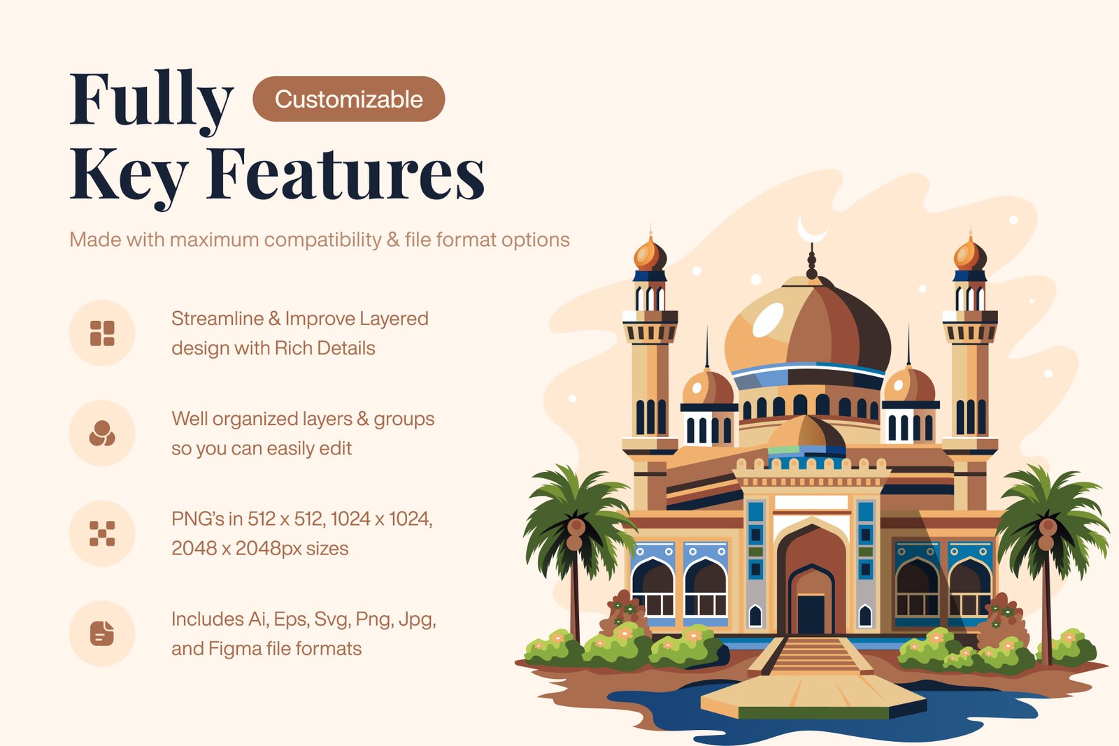 Mosque Illustration Art Set