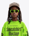 Black Boy with Dreadlocks Wearing Sweatshirt and Baseball Cap Mockup