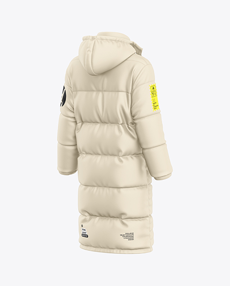 Men's Long Down Jacket Mockup - Back Half Side View
