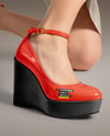 Woman Wearing Dress and Wedge Heels Mockup