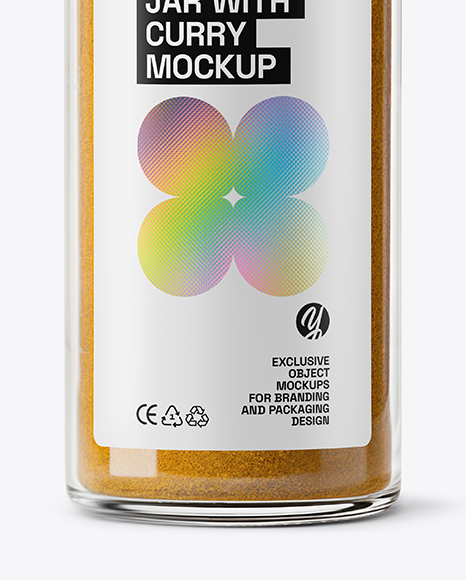 Clear Glass Jar with Curry Mockup