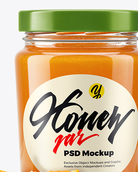 Glass Jar with Orange Blossom Honey Mockup