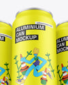 Three Matte Cans Mockup