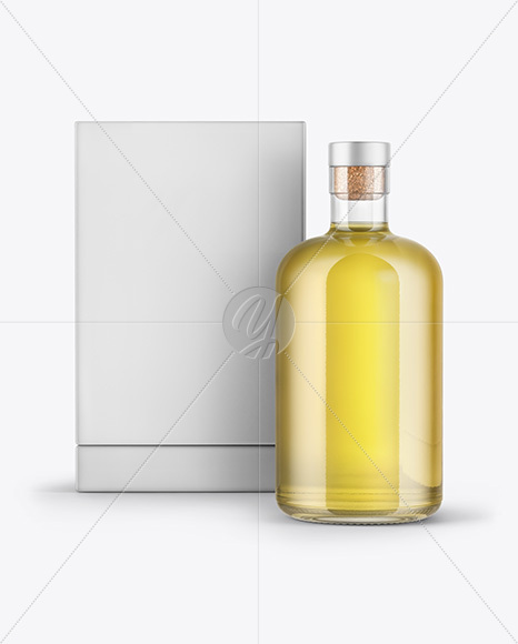 Golden Tequila Bottle with Box Mockup