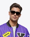 Man in Sunglasses Wearing Bomber Jacket and Jeans Mockup