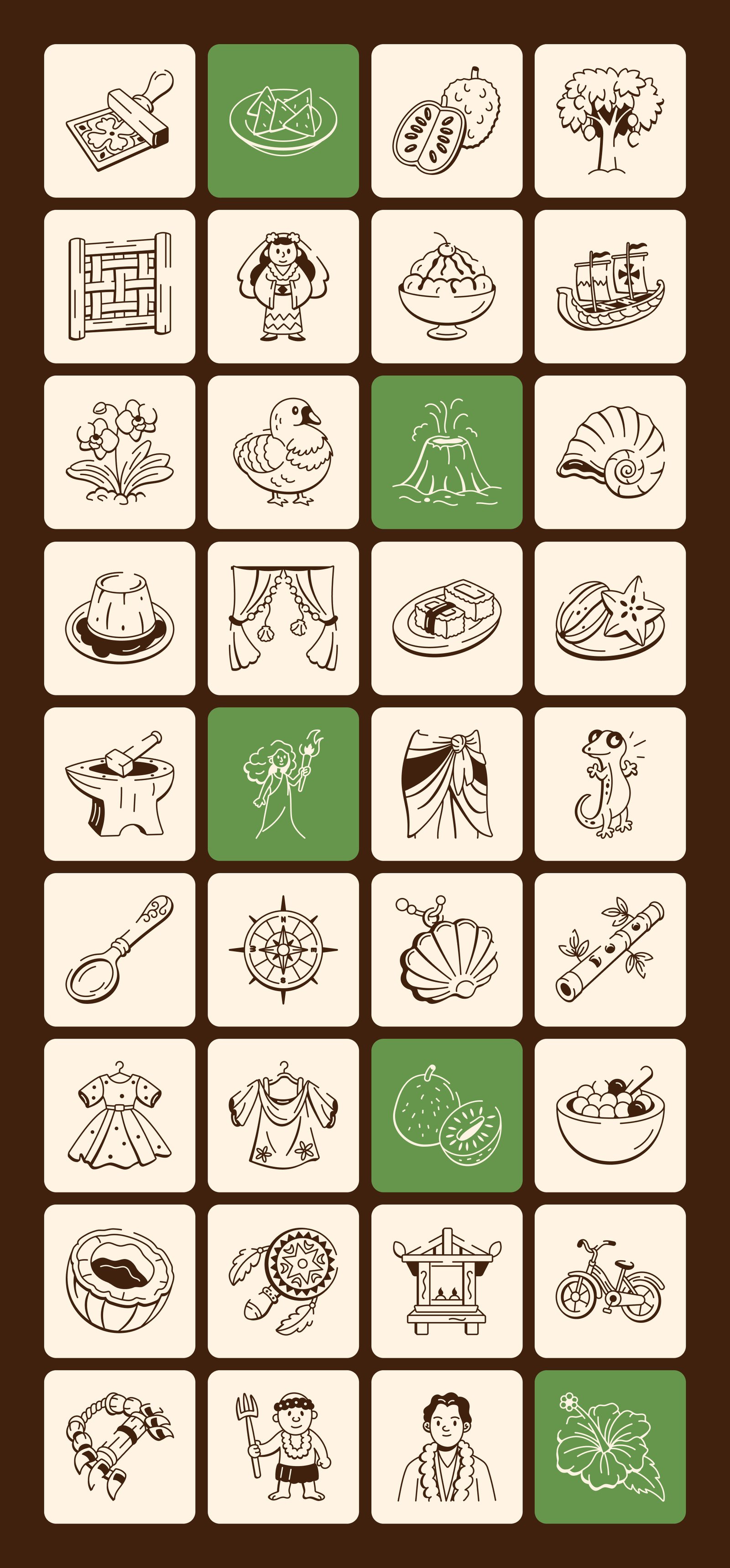 Hawaii Doodle Icon Set