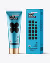 Metallic Cosmetic Tube with Box Mockup
