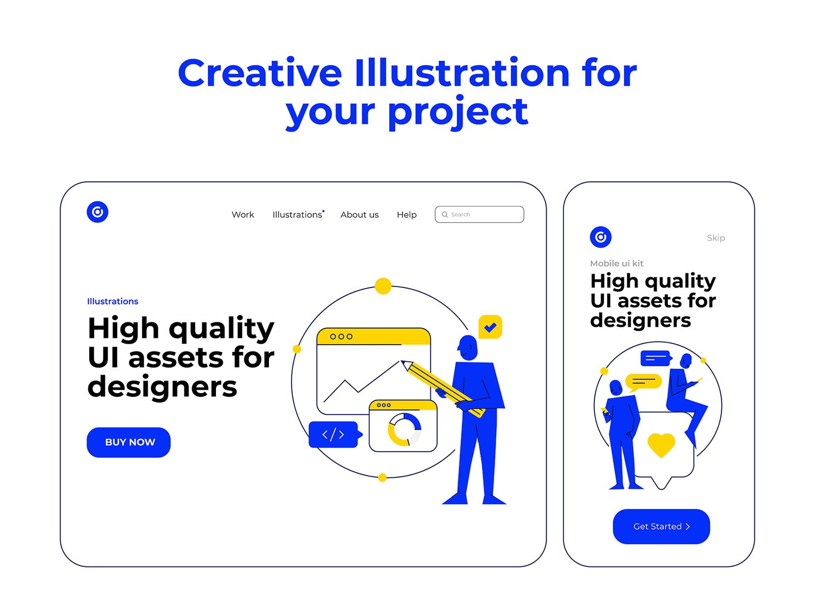 Flat Business Illustration Pack – Bold Blue &amp; Yellow