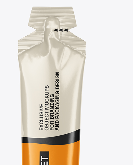 Glossy Stick Sachet Mockup - Front View