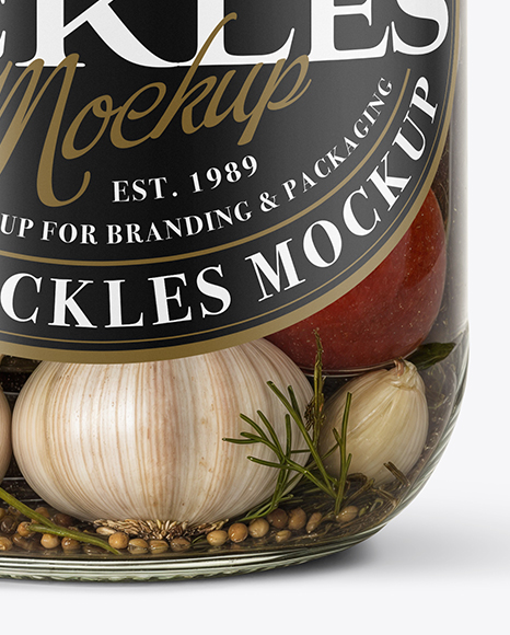Glass Jar Filled Pickles and Pickled Tomatoes Mockup