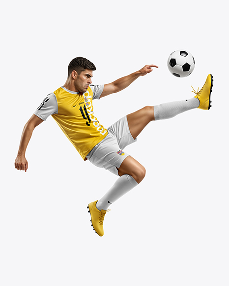 Man Wearing Soccer Jersey and Shorts Mockup - Jersey t shirt mockup