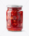 Clear Glass Jar with Strawberry Jam Mockup